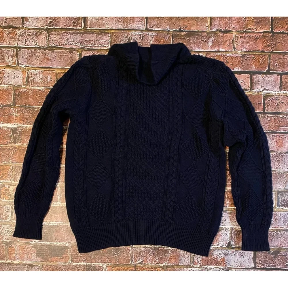 EUC J. Crew Mens Shawl Neck Sweater SZ M Navy
